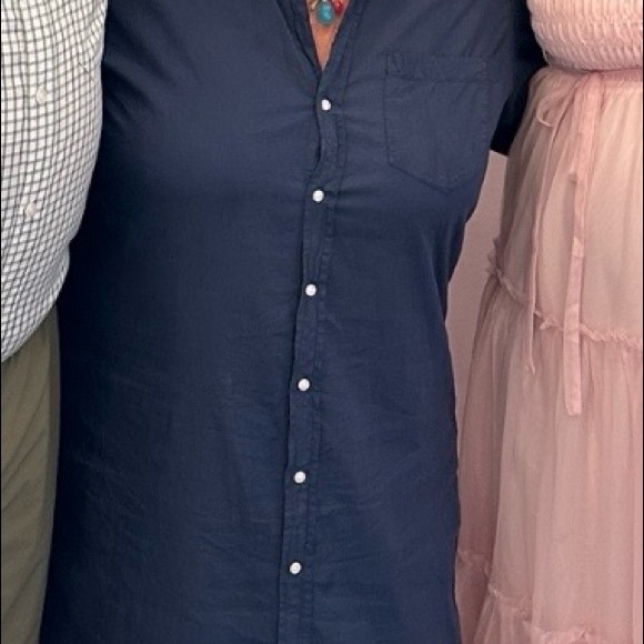 Frank & Eileen Rory Woven Long Dress in Navy Blue 100% Organic Cotton Size XL - Picture 9 of 10